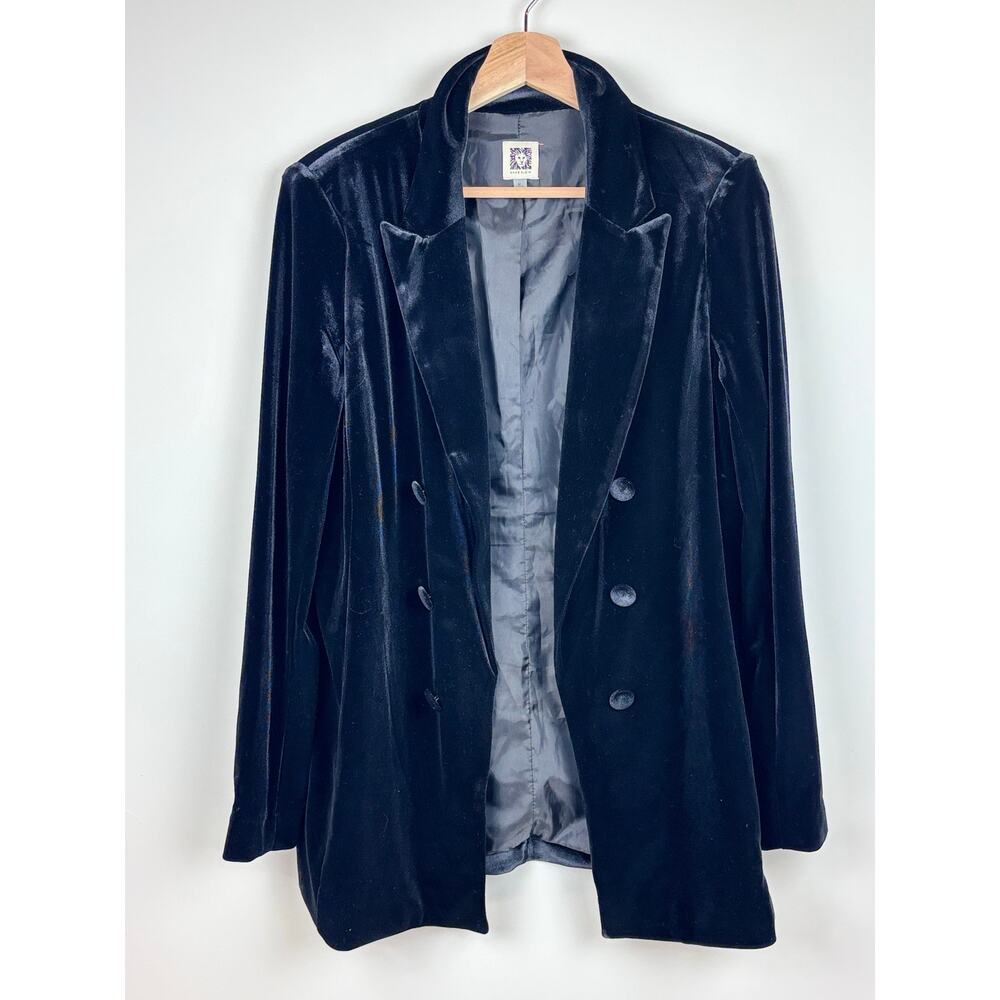 🖤 Anne Klein Velvet Double-Breasted Blazer | Size M | Black